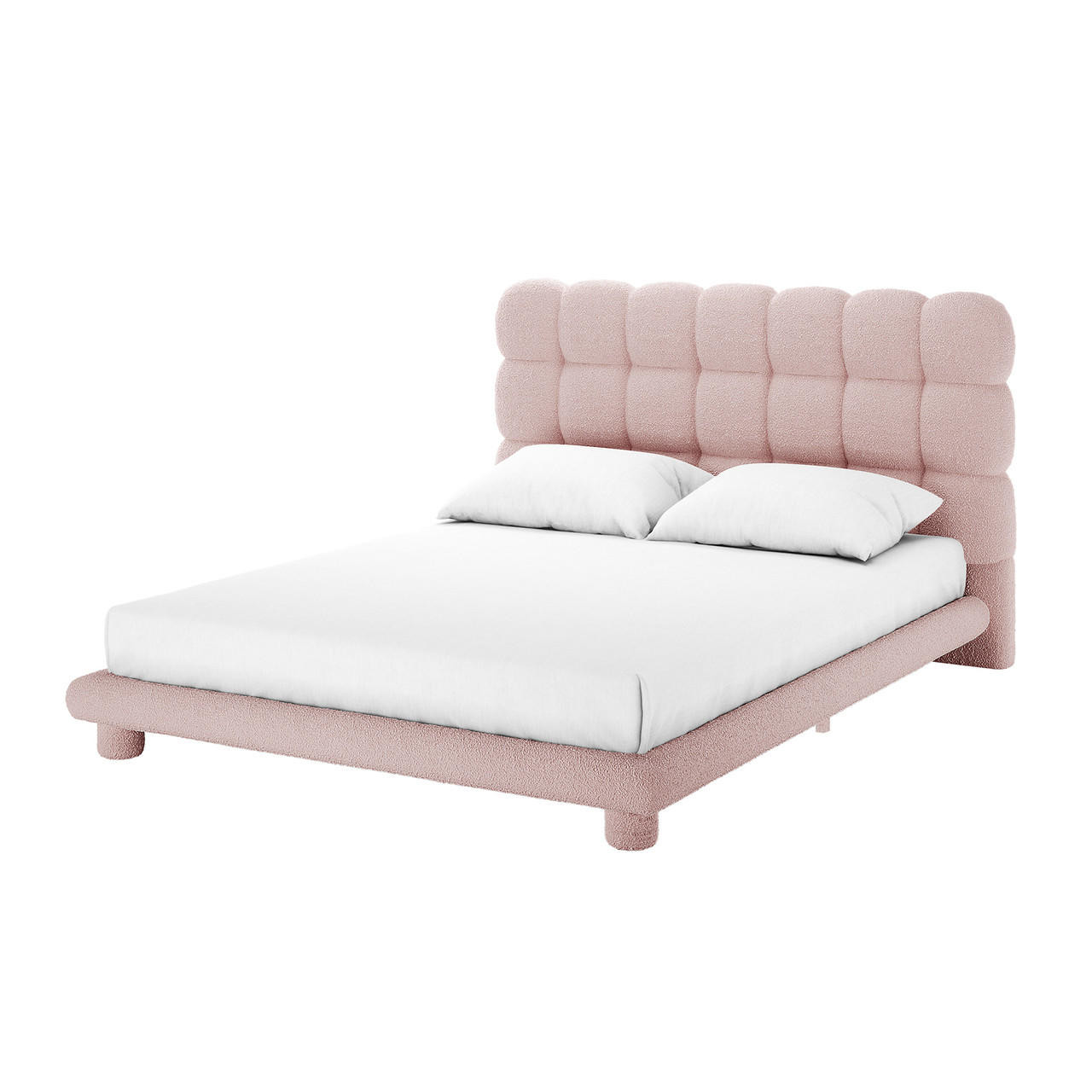 Aina Tufted Boucle Bed Frame - Pink