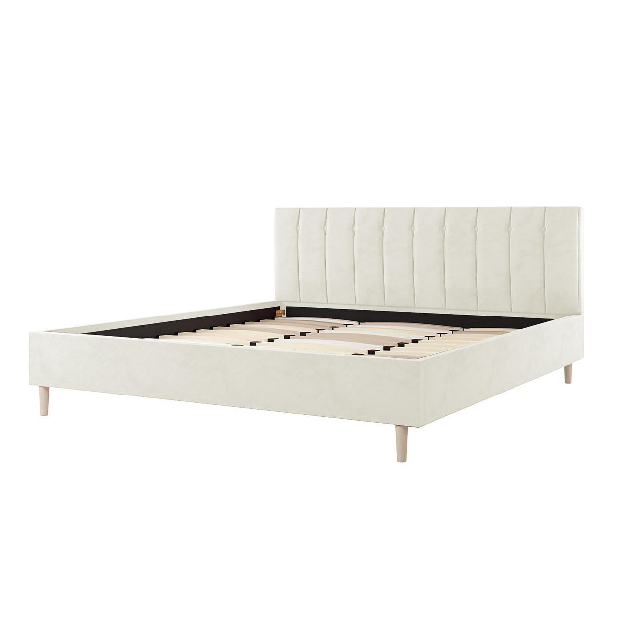 Kelly Velvet Bed Frame - Cream