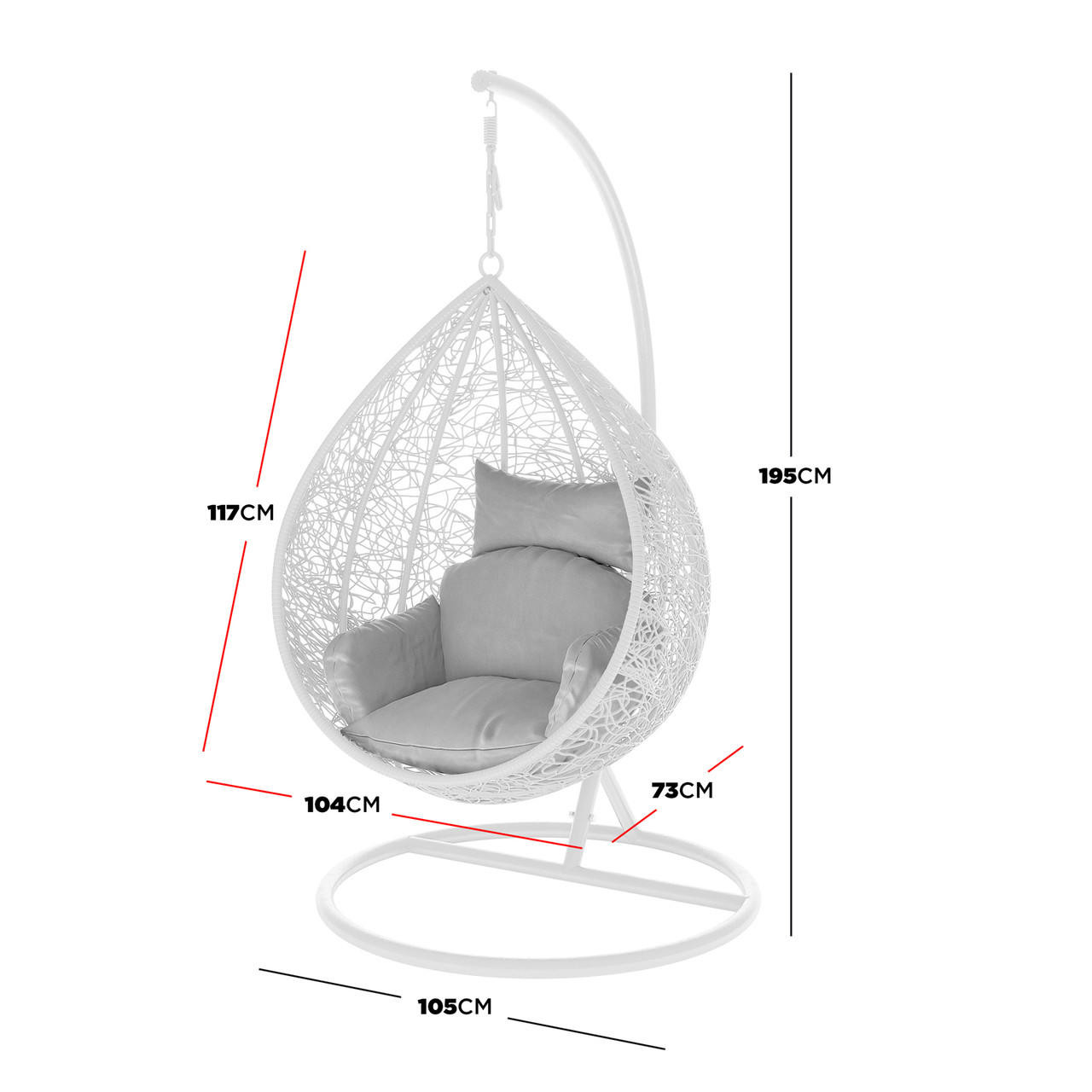 Marian Large Outdoor Hanging Egg Chair - White