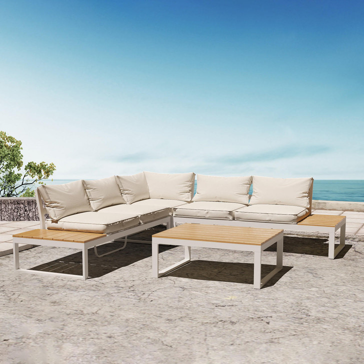 Rosa 5 Seater Outdoor Corner Sofa Lounge with Coffee Table