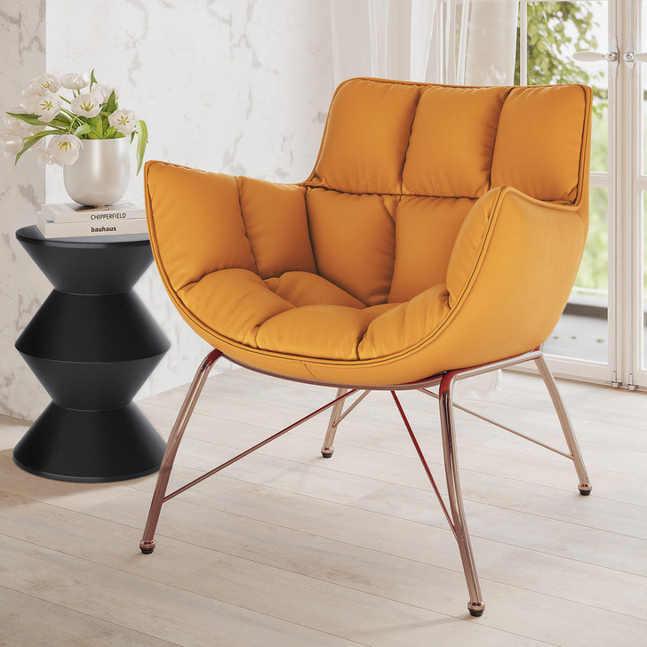 Larisa PU Leather Upholstered Accent Chair - Golden Tan