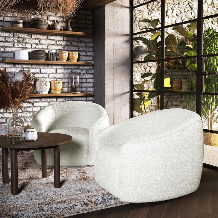 Yara Bouclé Accent Chair - Cream White