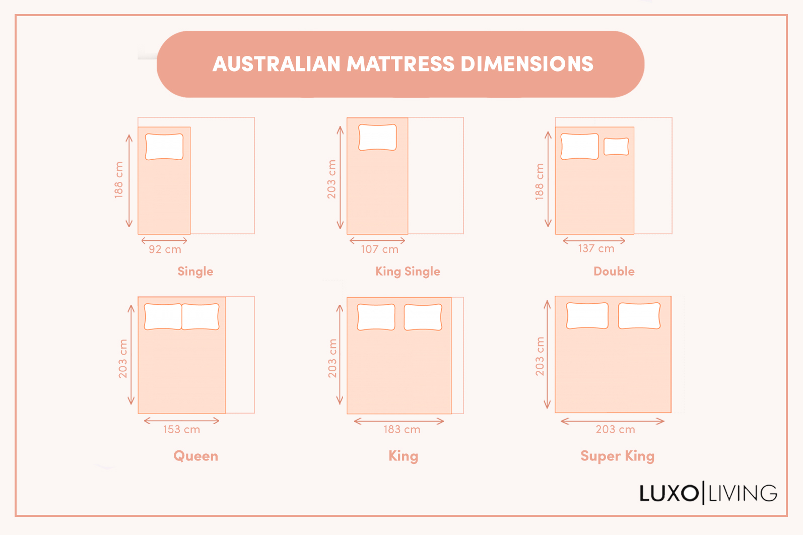 single mattress size in cm australia